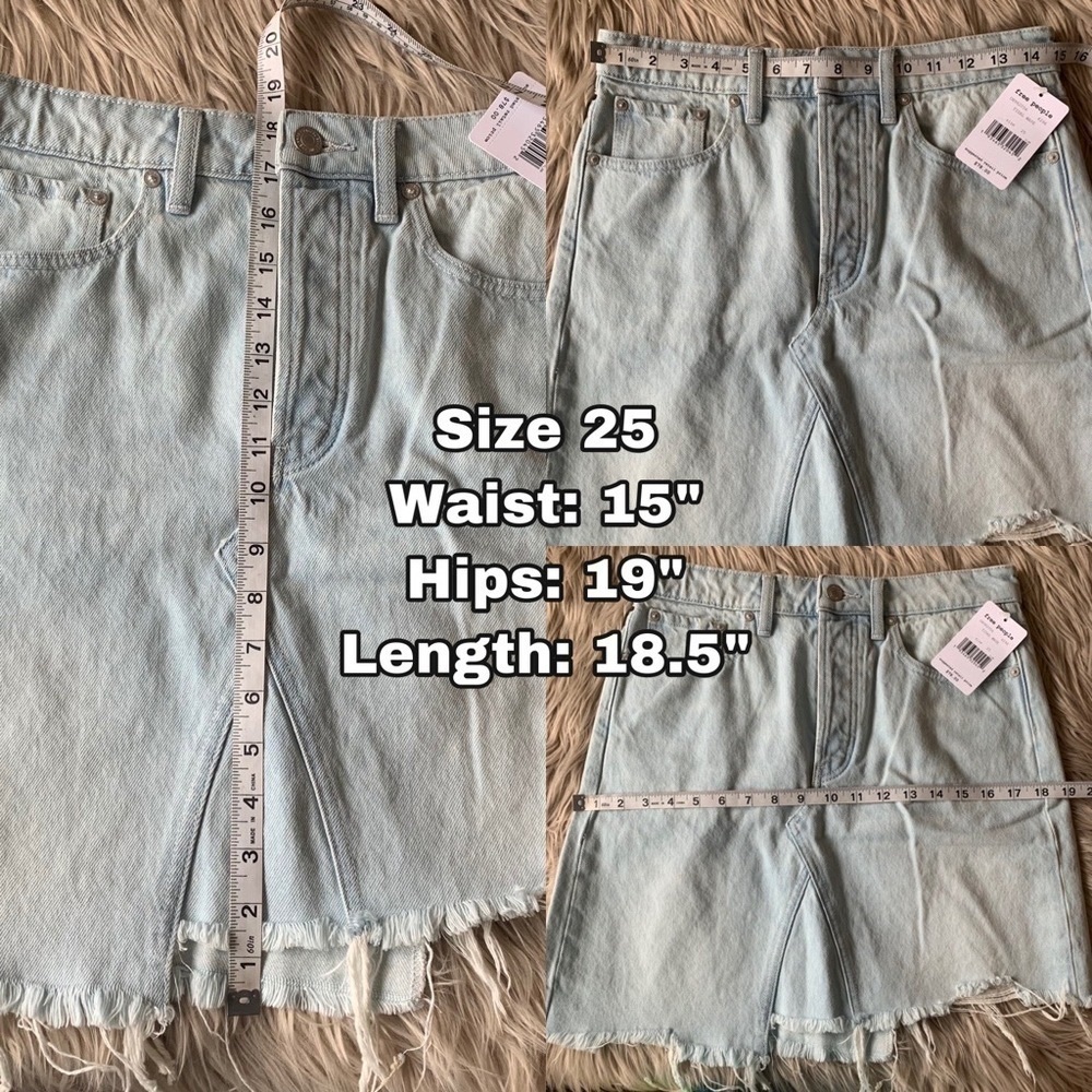 Free People Skirt Going Rogue Denim Distressed Asymmetrical Tidal Wave 25 26 NWT - Picture 10 of 13